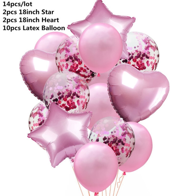 Rose Gold Confetti Balloons Star Heart Party Wedding Anniversary Globos Supplies 5
