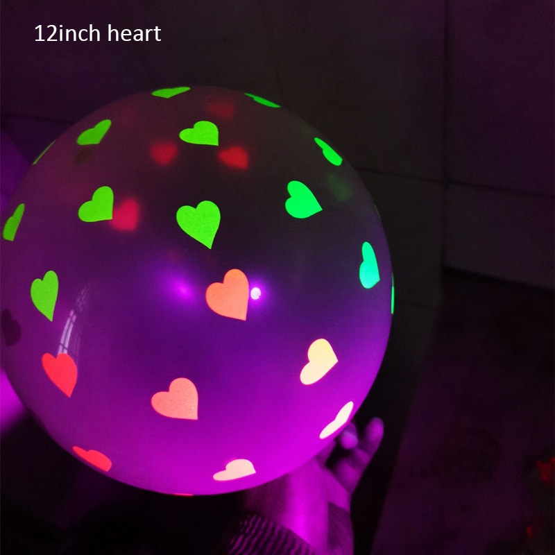 Glow In The Dark Fluorescent Latex Love Heart Balloon For Wedding And Birthday Party Decor 6