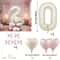 Cream White Balloon Set With Light Pink Heart Foil Bow For Birthday Wedding Valentines Day Annivers 4