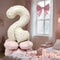 Cream White Balloon Set With Light Pink Heart Foil Bow For Birthday Wedding Valentines Day Annivers 2