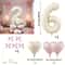 Cream White Balloon Set With Light Pink Heart Foil Bow For Birthday Wedding Valentines Day Annivers 10