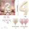 Cream White Balloon Set With Light Pink Heart Foil Bow For Birthday Wedding Valentines Day Annivers 8