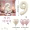 Cream White Balloon Set With Light Pink Heart Foil Bow For Birthday Wedding Valentines Day Annivers 13