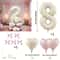Cream White Balloon Set With Light Pink Heart Foil Bow For Birthday Wedding Valentines Day Annivers 12