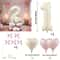 Cream White Balloon Set With Light Pink Heart Foil Bow For Birthday Wedding Valentines Day Annivers 5