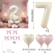 Cream White Balloon Set With Light Pink Heart Foil Bow For Birthday Wedding Valentines Day Annivers 11