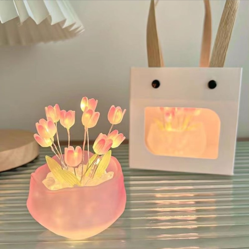 Romantic Pumpkin Cup Tulip Lamp, DIY Night Light for Kids, Creative Ambient Light Gift for Childrens Day