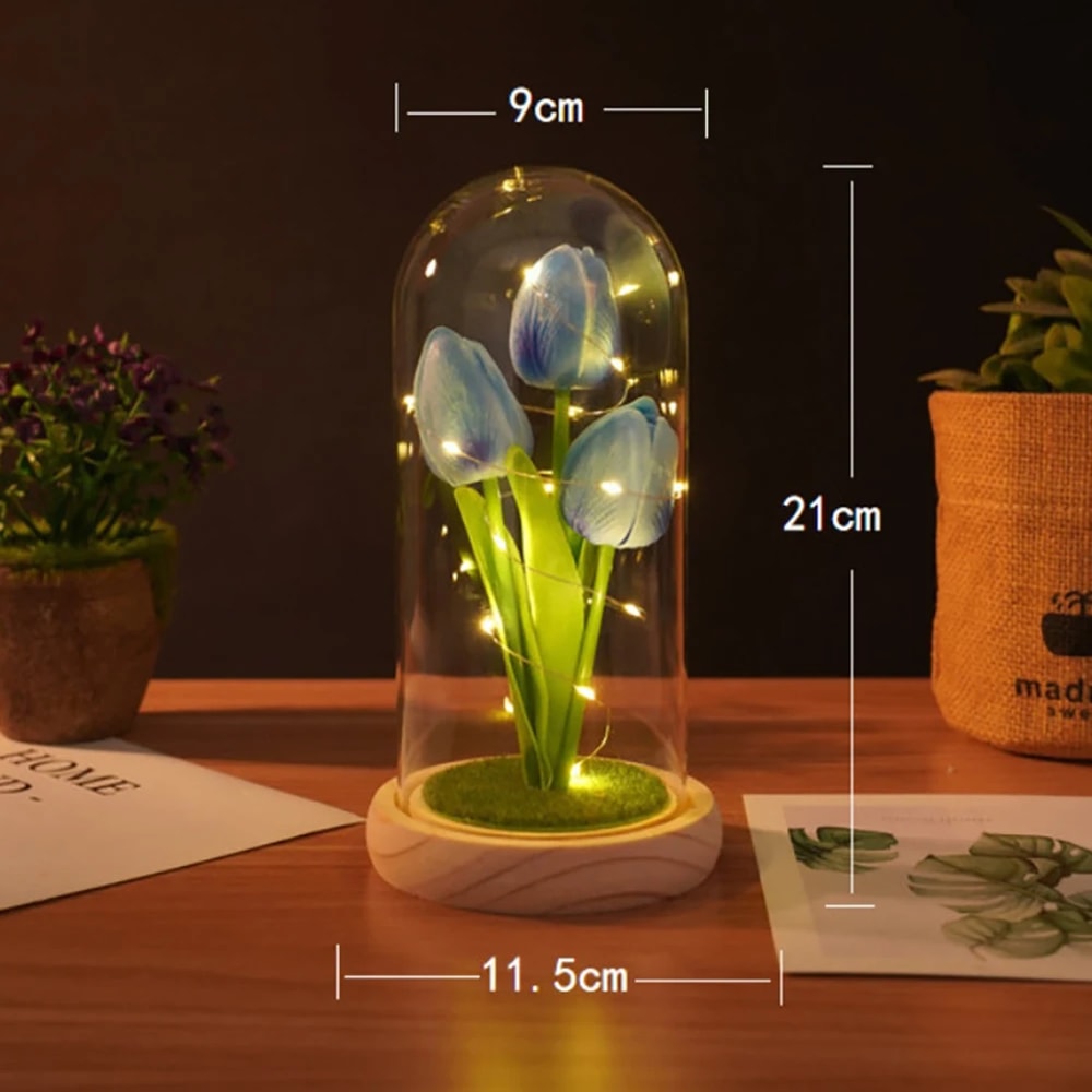 Creative Tulip Night Light Gift For Girlfriend With Glass Cover PU Simulation Valentines Day Decora 7