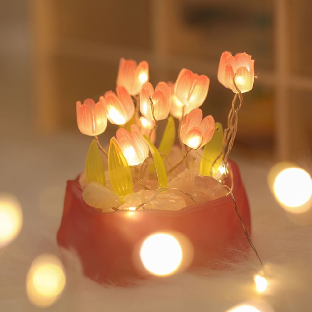 Handmade Tulip Night Light Bedside Decor Romantic Gift DIY Book Lamp