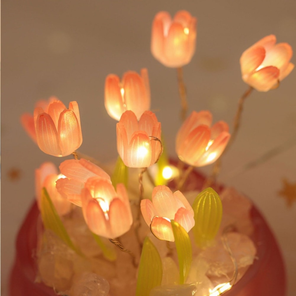 Handmade Tulip Night Light Bedside Decor Romantic Gift DIY Book Lamp