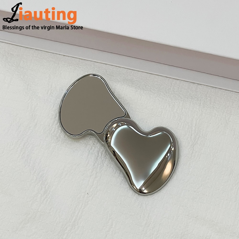 Cute Heart Shape Makeup Mirror Portable Rotating Handheld Mirror Cosmetic Beauty Tool For Students 2