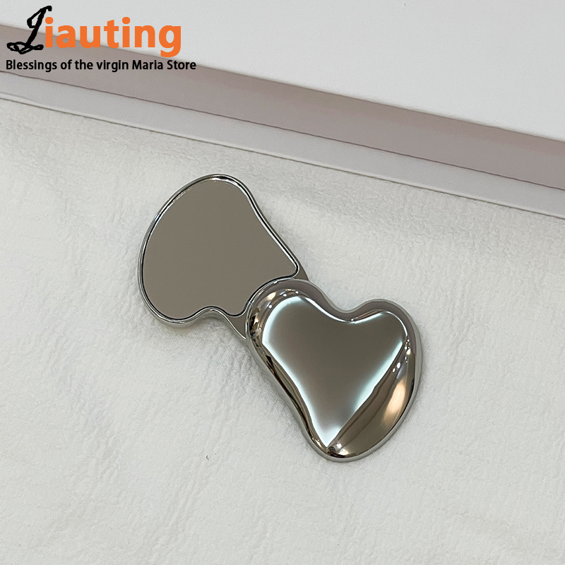 Cute Heart Shape Makeup Mirror Portable Rotating Handheld Mirror Cosmetic Beauty Tool For Students 2