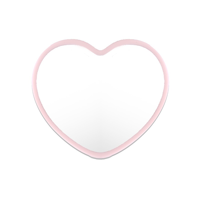 Portable Heart Makeup Mirror Small Compact Cosmetic Hand Mirror for Women and Students