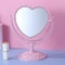 Oval Pink Heart Shape Style Retro Make Up Mirror For Dormitory 6