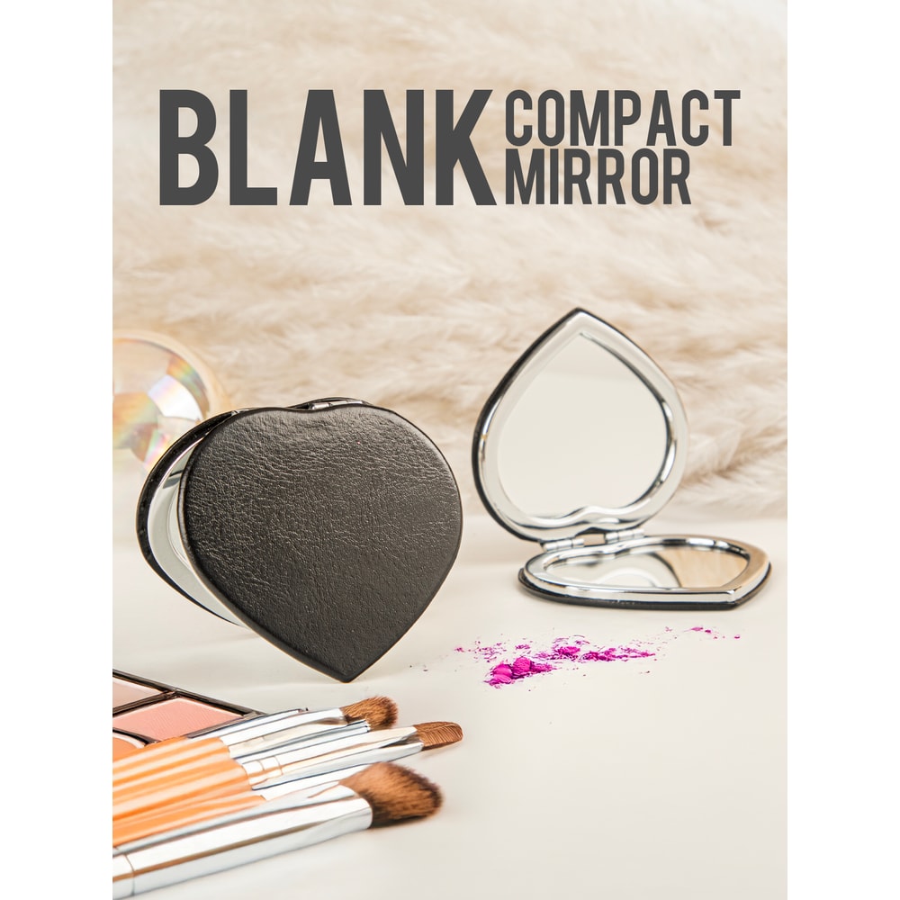 Portable Heart Shape Double Sided Makeup Mirror HD Magnification Black And White Hot Sale For Weddi 0