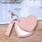 Portable Compact Heart Shape PU Leather Makeup Mirror Creativity Keychain for Purse Travel Gift