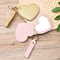 Portable Compact Heart Shape PU Leather Makeup Mirror Creativity Keychain For Purse Travel Gift 4