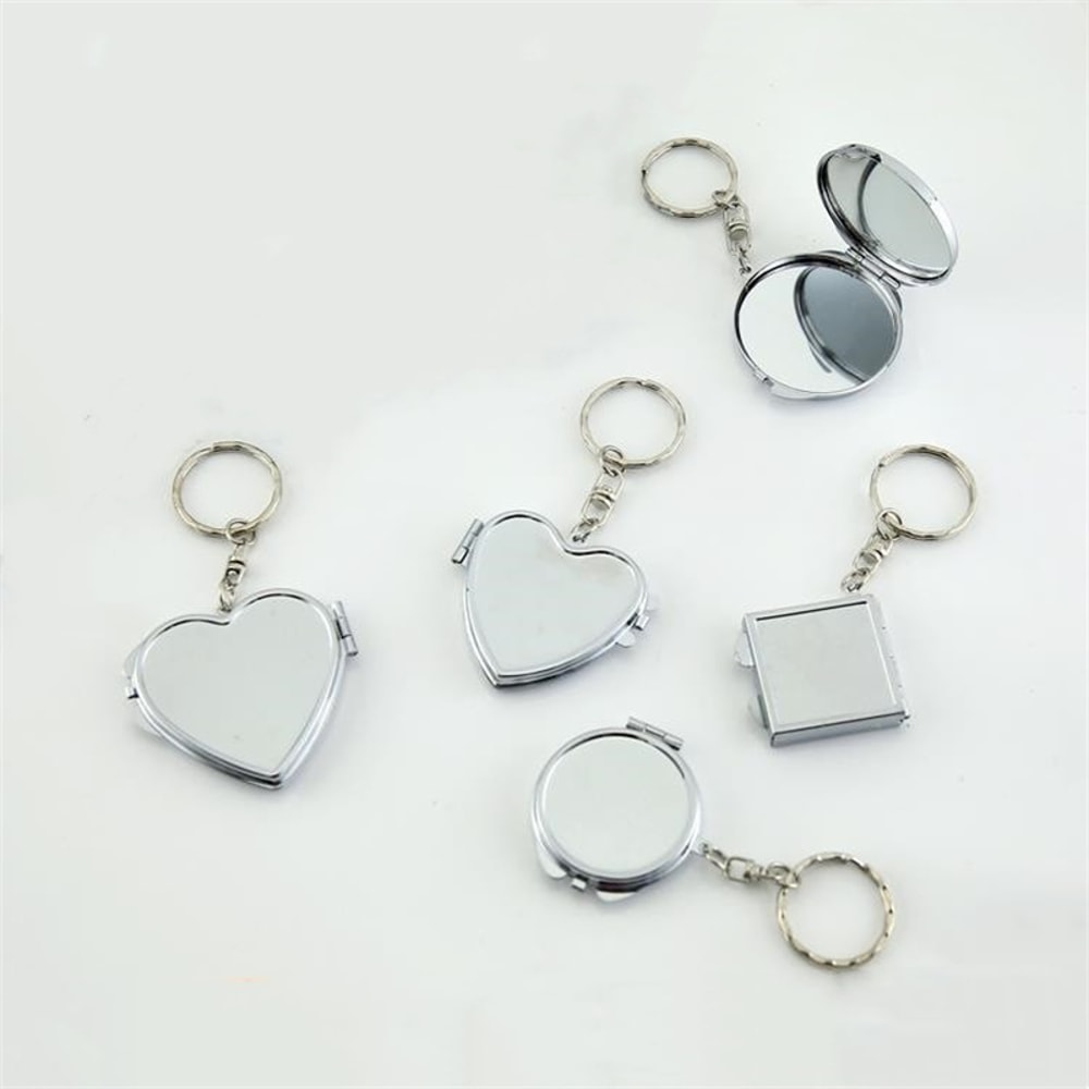 Compact Pocket Mirror with Key Ring, Portable Folding Makeup Mirror, Key Chain Cosmetic Mirror
