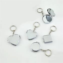 compact pocket mirror with key ring, portable folding makeup mirror, key chain cosmetic mirror
