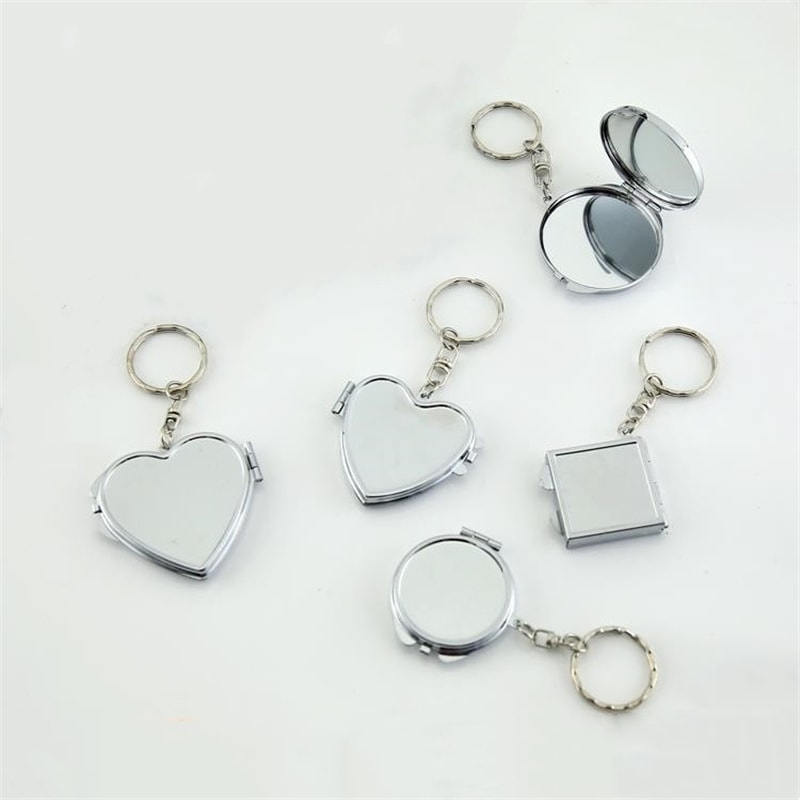 Compact Pocket Mirror with Key Ring, Portable Folding Makeup Mirror, Key Chain Cosmetic Mirror
