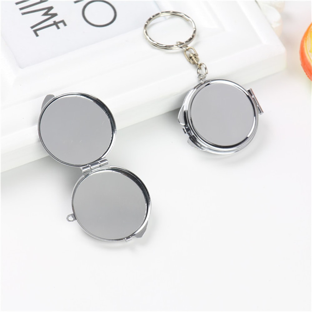 Compact Pocket Mirror with Key Ring, Portable Folding Makeup Mirror, Key Chain Cosmetic Mirror