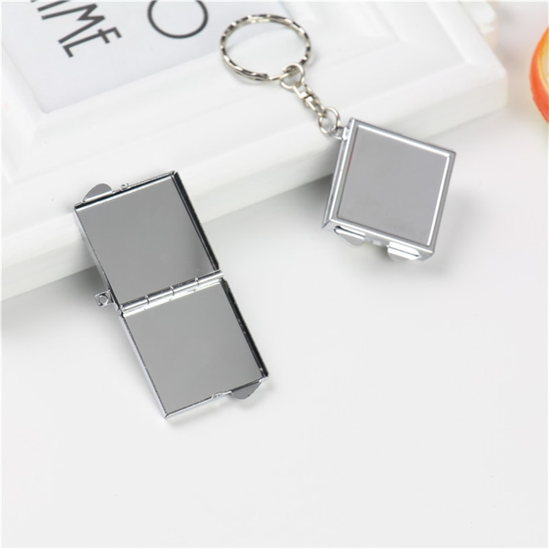 Compact Pocket Mirror with Key Ring, Portable Folding Makeup Mirror, Key Chain Cosmetic Mirror