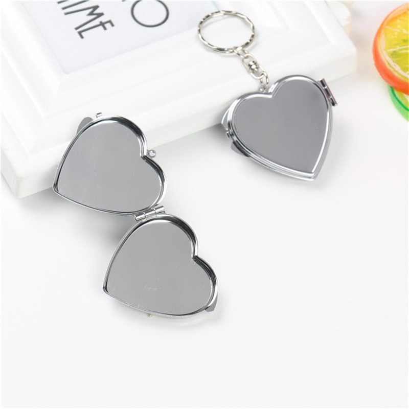Compact Pocket Mirror with Key Ring, Portable Folding Makeup Mirror, Key Chain Cosmetic Mirror