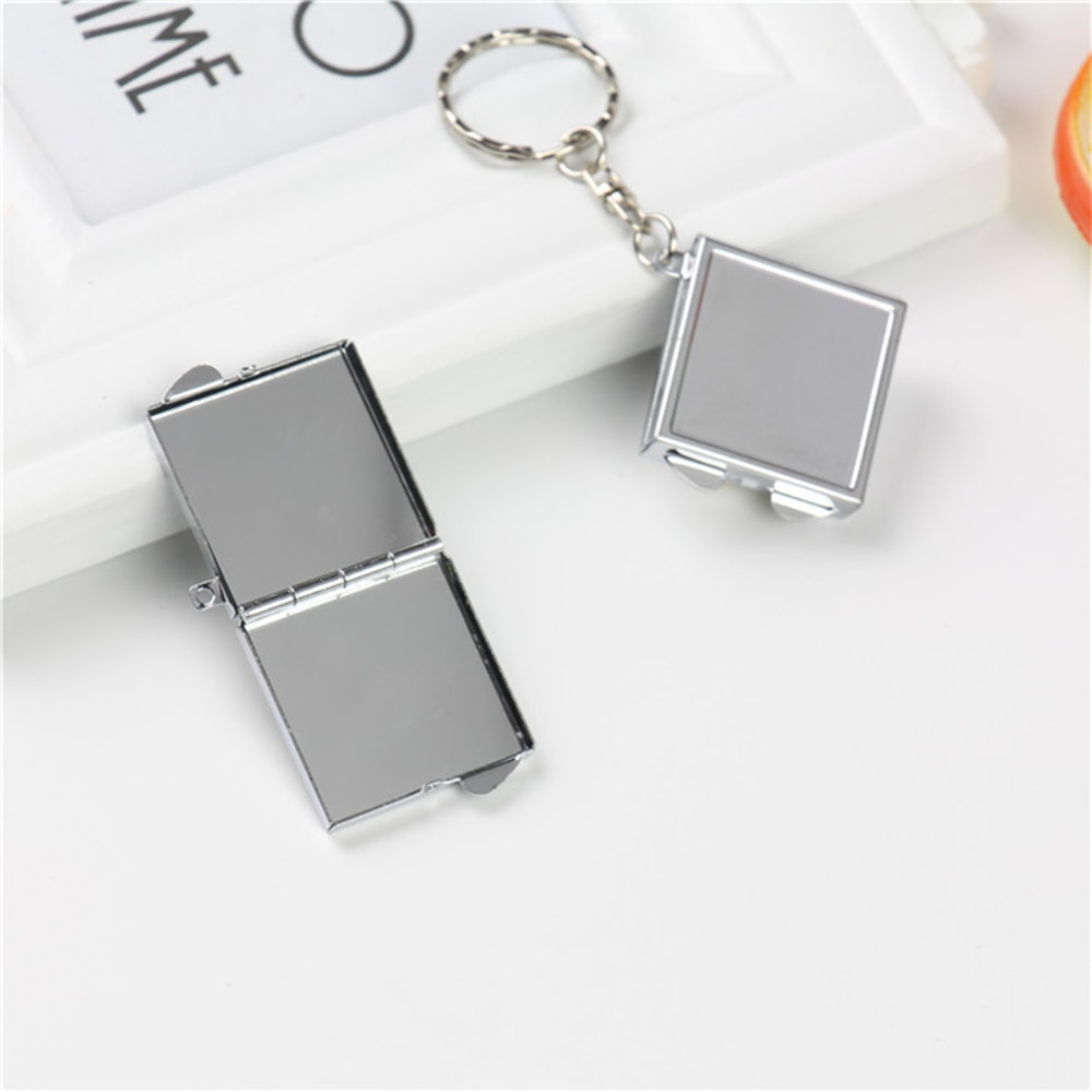 Compact Pocket Mirror with Key Ring, Portable Folding Makeup Mirror, Key Chain Cosmetic Mirror