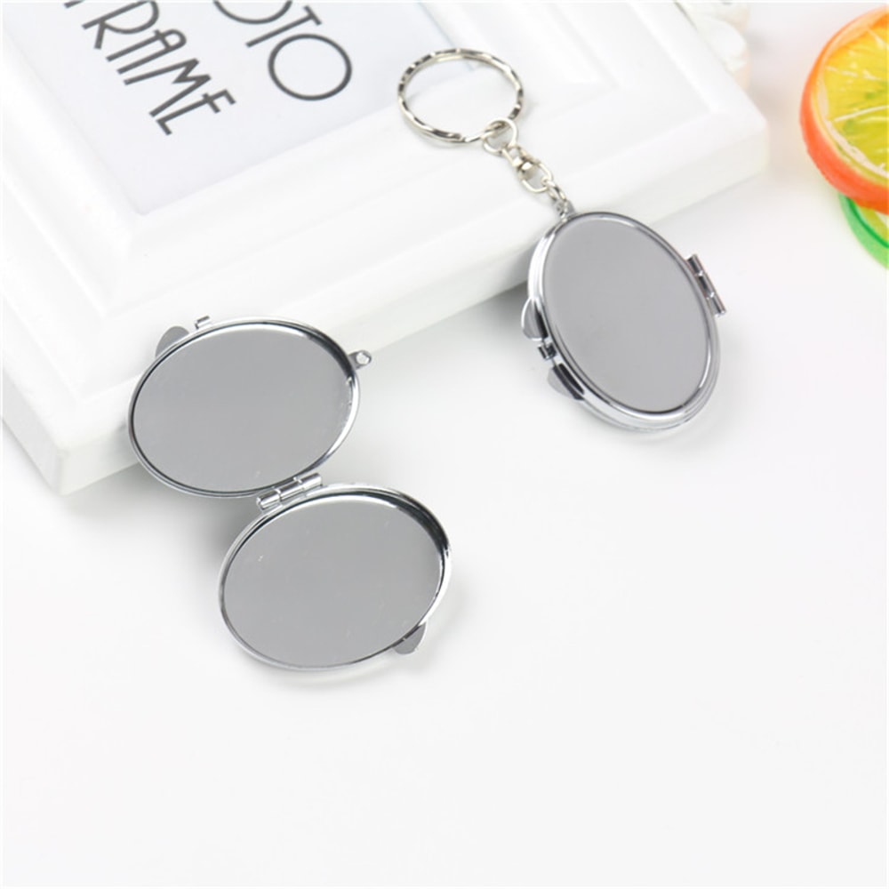 Compact Pocket Mirror with Key Ring, Portable Folding Makeup Mirror, Key Chain Cosmetic Mirror