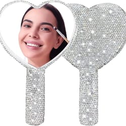 love heart diamond handheld makeup mirror cosmetic vanity tool for girls