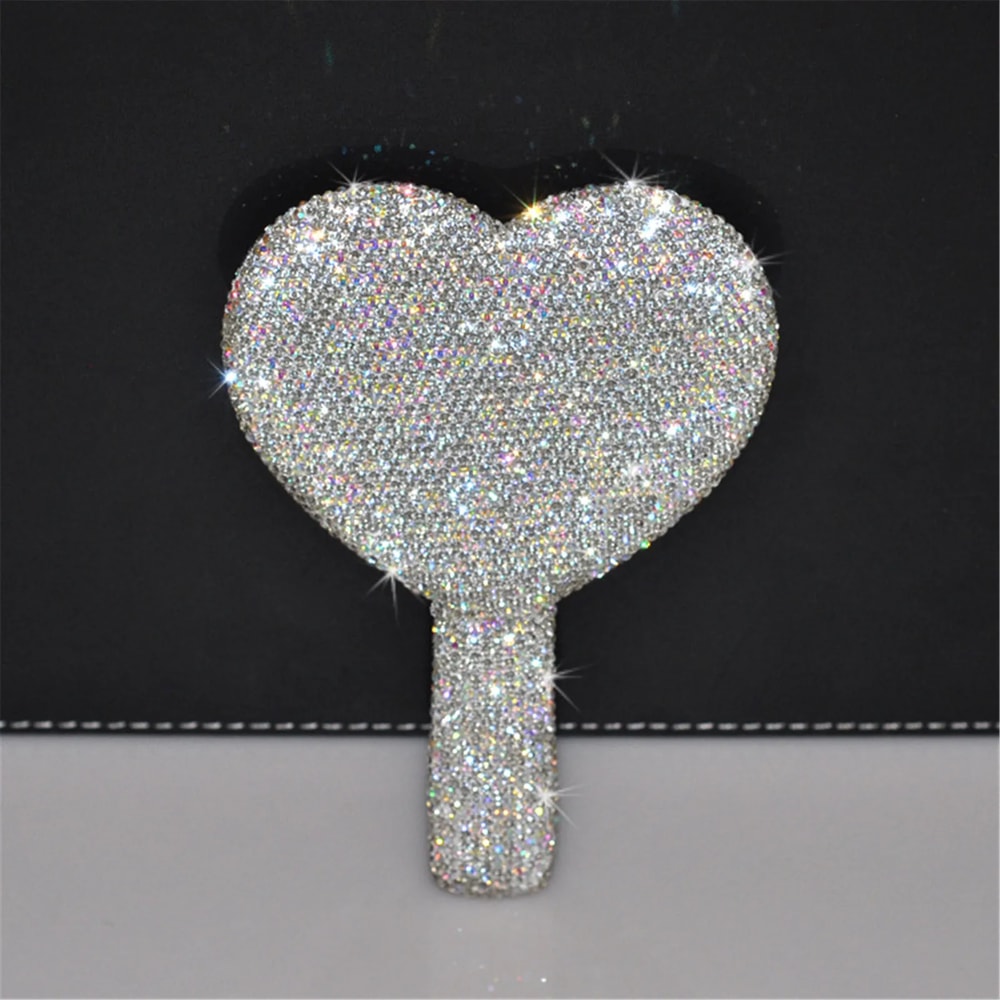 Love Heart Diamond Handheld Makeup Mirror Cosmetic Vanity Tool For Girls 5