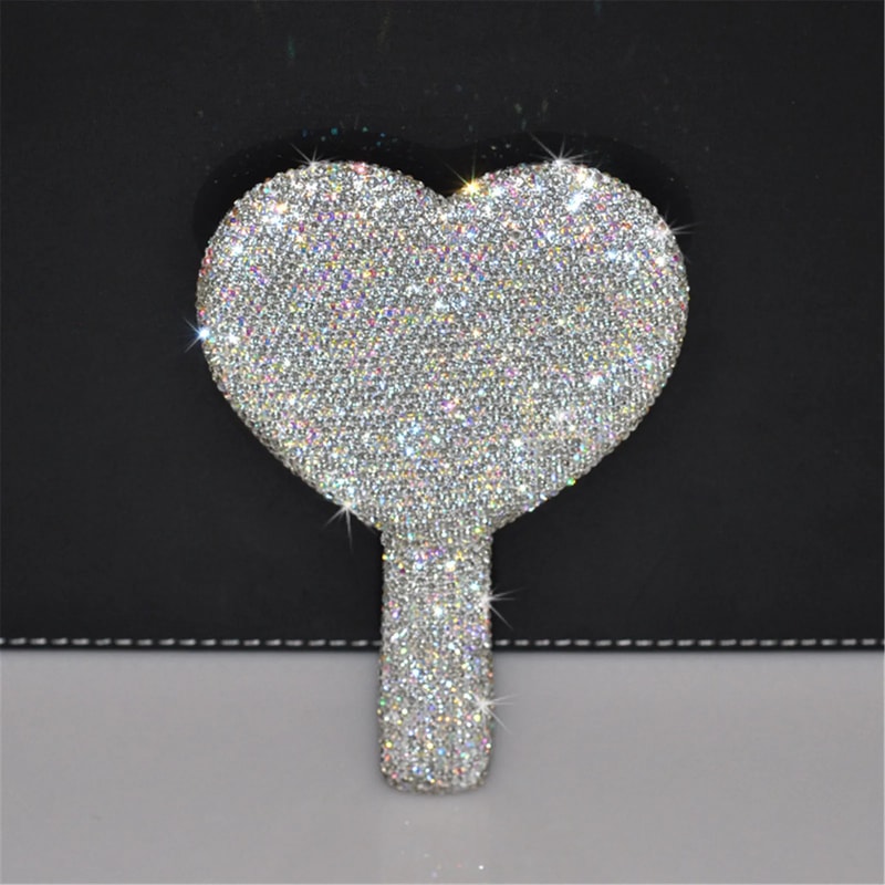 Love Heart Diamond Handheld Makeup Mirror Cosmetic Vanity Tool For Girls 5