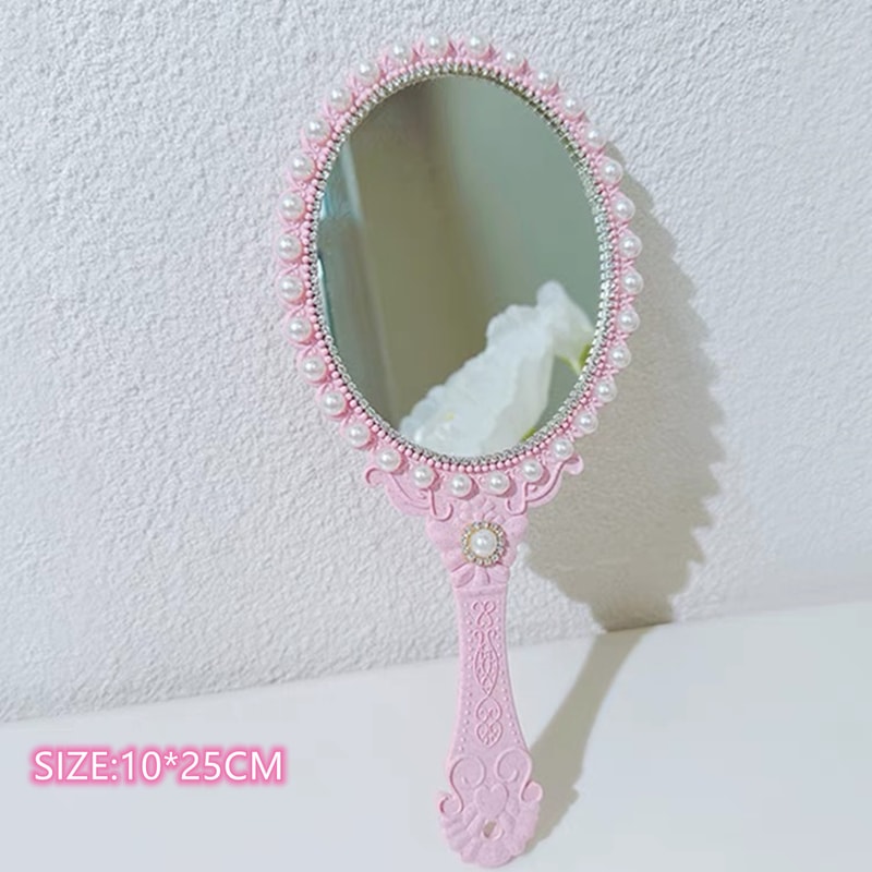 Simple Rotatable Makeup Mirror Heart Shaped Vanity Desktop Table Pink Travel Girl Gift 4