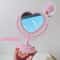 Simple Rotatable Makeup Mirror Heart Shaped Vanity Desktop Table Pink Travel Girl Gift 6
