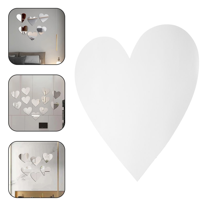 Self Adhesive Heart Shaped Mirror Wall Sticker Removable Decals for Home Decoration