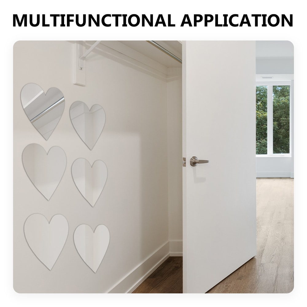 Self Adhesive Heart Shaped Mirror Wall Sticker Removable Decals for Home Decoration