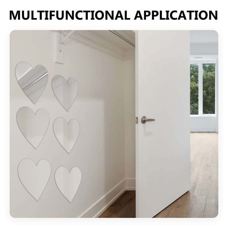 Self Adhesive Heart Shaped Mirror Wall Sticker Removable Decals for Home Decoration