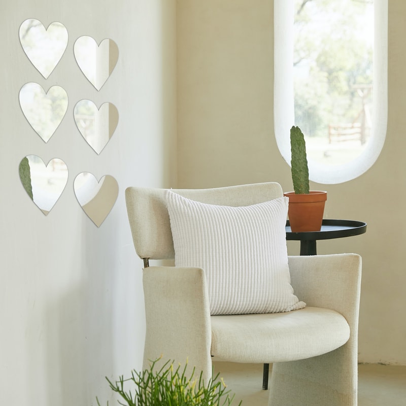 Self Adhesive Heart Shaped Mirror Wall Sticker Removable Decals for Home Decoration