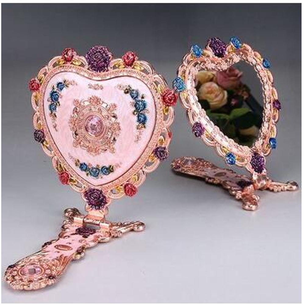 Large Foldable Heart Shape Mirror Set Makeup Mirror For Girl Gift Travel Vanity Mirror 5