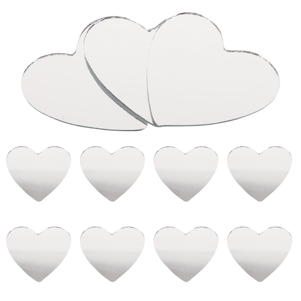 Heart Shaped Lenses Mirrors For Crafts Portable Tiles Small Sticker Vanity 2