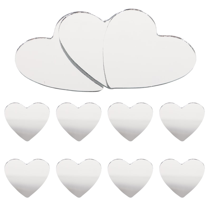 Heart Shaped Lenses Mirrors For Crafts Portable Tiles Small Sticker Vanity 2