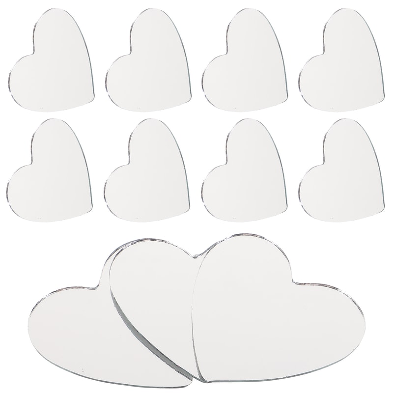 Heart Shaped Lenses Mirrors For Crafts Portable Tiles Small Sticker Vanity 0
