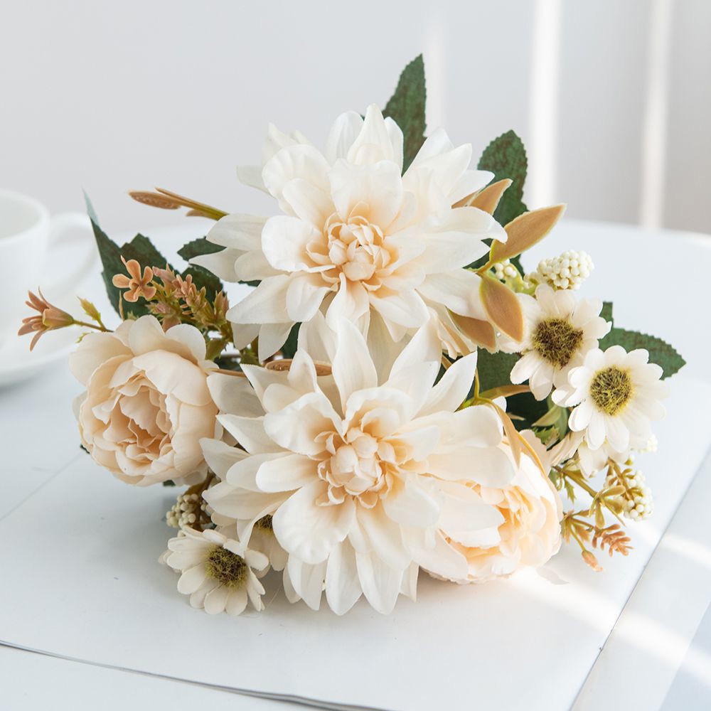 Artificial Flowers Silk Dahlia Rose Daisy Home Wreath Bonsai Wedding Bridal Bouquet For Festival Di 6