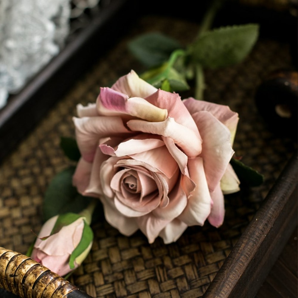 Artificial Silk Roses Big Beautiful Branch Vase Retro Wedding Decor Autumn Fake Flowers Home Room G 7