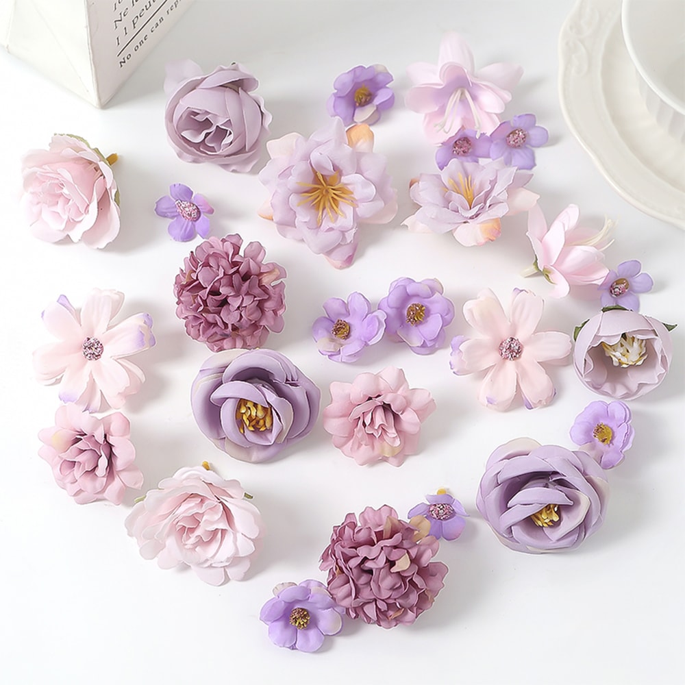 Artificial Rose Mixed Silk Flower Heads For Baby Shower Wedding Decor DIY Crafts 2