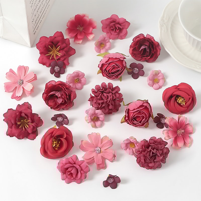 Artificial Rose Mixed Silk Flower Heads For Baby Shower Wedding Decor DIY Crafts 6