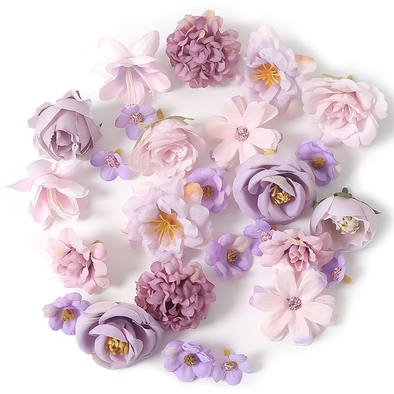 Artificial Rose Mixed Silk Flower Heads For Baby Shower Wedding Decor DIY Crafts 9