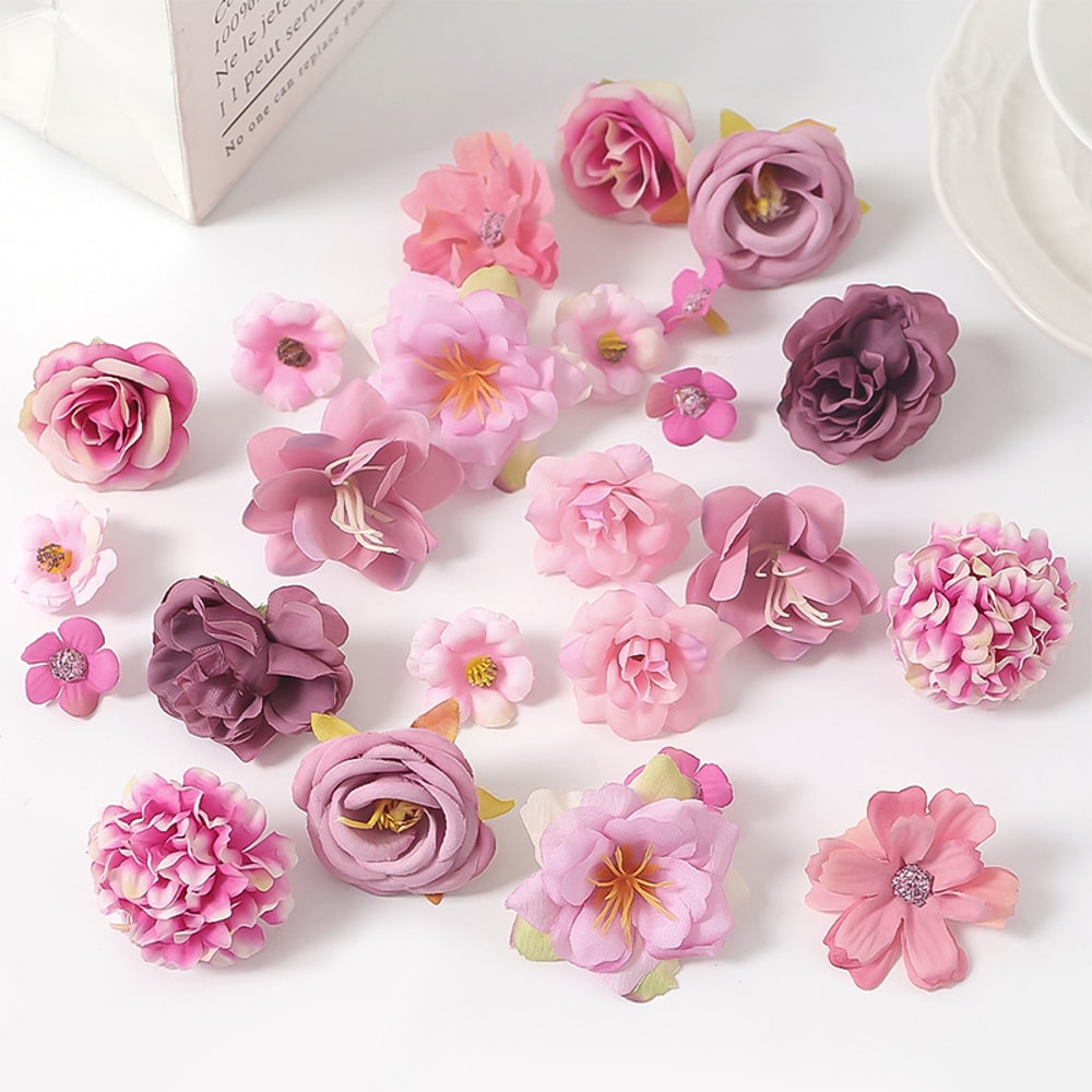Artificial Rose Mixed Silk Flower Heads For Baby Shower Wedding Decor DIY Crafts 11