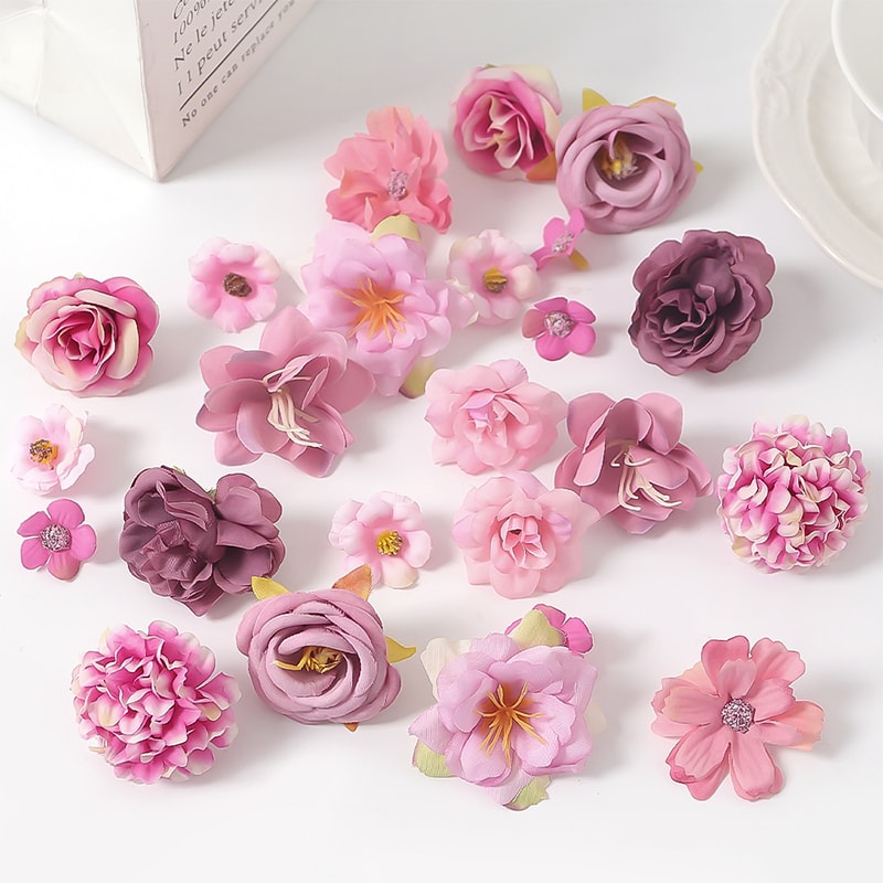 Artificial Rose Mixed Silk Flower Heads For Baby Shower Wedding Decor DIY Crafts 11