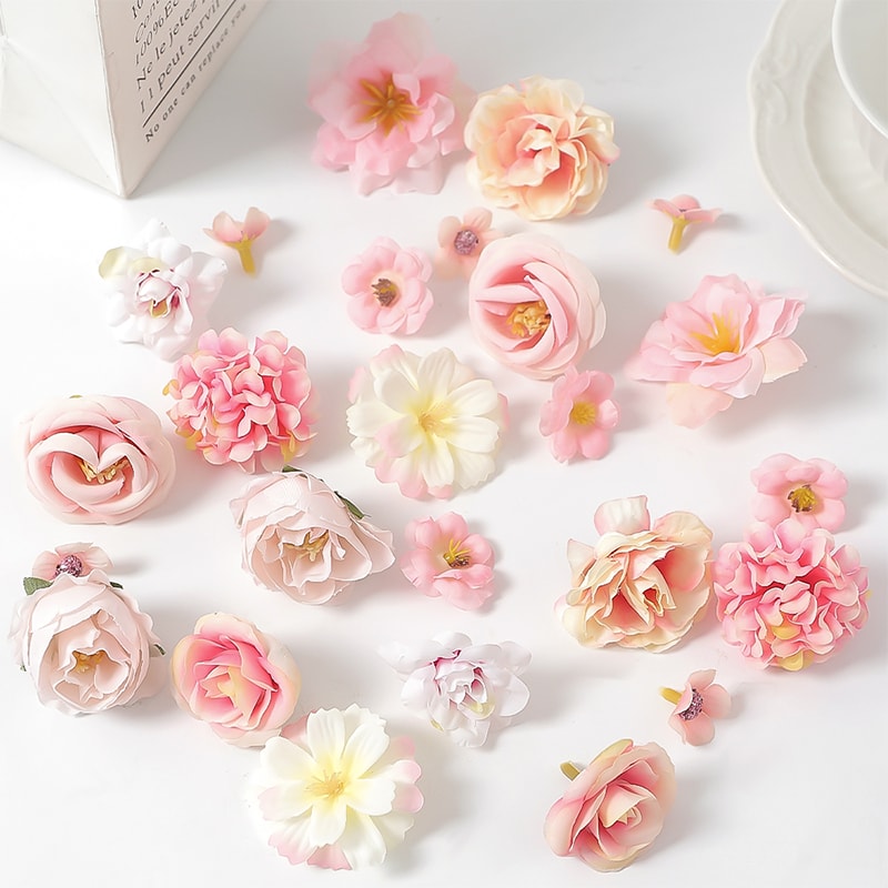 Artificial Rose Mixed Silk Flower Heads For Baby Shower Wedding Decor DIY Crafts 12